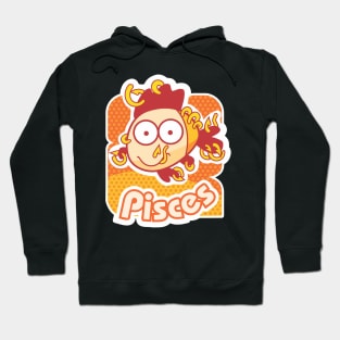 Pisces Colorful Zodiac Sign Cartoon February March Birthday Hoodie